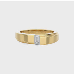 Regal Baguette Brilliance Solitaire Men's Lab Created Diamond Engagement Band Ring