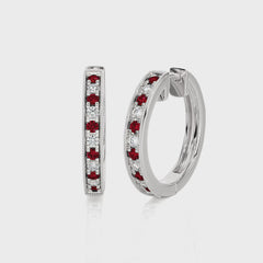 1/2 CT Ruby Diamond Vintage Hoop Earrings