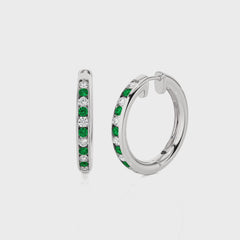 1 CT. Emerald Diamond Eternity Hoop Earrings