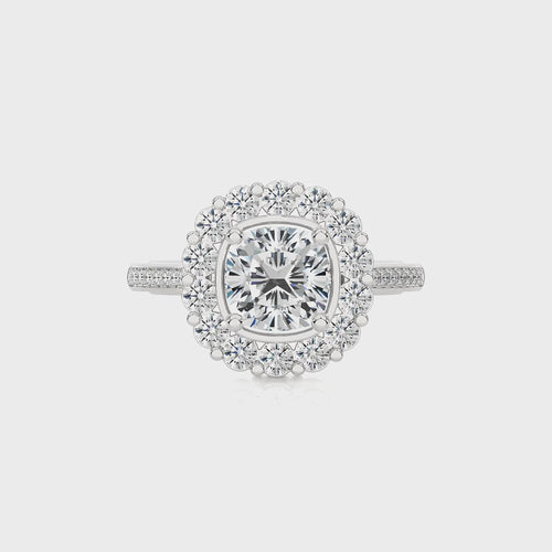 Gerbera Bloom Bazel and Halo Diamond Engagement Ring