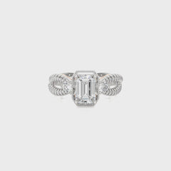 Classic Twisted Split Shank Diamond Halo Engagement Ring