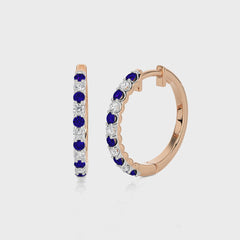 5/8 CT Sapphire Diamond Eternity Hoop Earrings