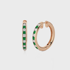 1 CT. Emerald Diamond Eternity Hoop Earrings