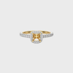 1/3 CT Round Diamond Semi Mount  Halo Engagement Ring
