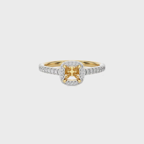 1/3 CT Round Diamond Semi Mount  Halo Engagement Ring