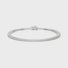 Modern Majesty Dazzling Lab Grown Diamonds Studded Classic Tennis Bracelet with Clasp Lock in 925 Sterling Silver Size 7 Inch