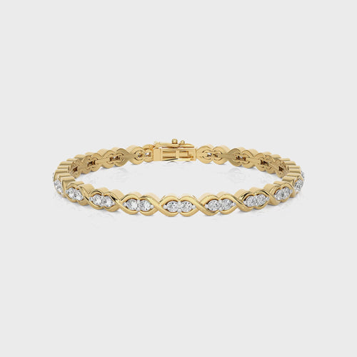 Galactic Grace Eco-Friendly Natural Diamonds Studded  Bazel Set  Gold Tennis Bracelet with Clasp Lock