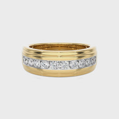 1 CT. Classic Half Eternity Men's Round Lab Created Diamond Engagement Band Ring