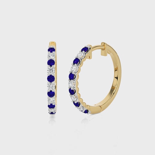 5/8 CT Sapphire Diamond Eternity Hoop Earrings