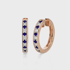 5/8 CT Sapphire Diamond Vintage Hoop Earrings