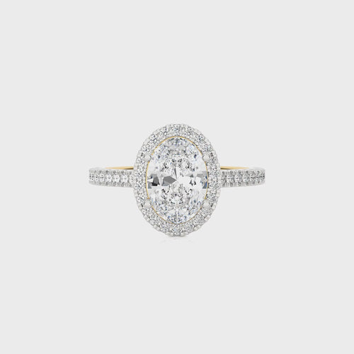 Artsy Bazel Halo Diamond Engagement Ring