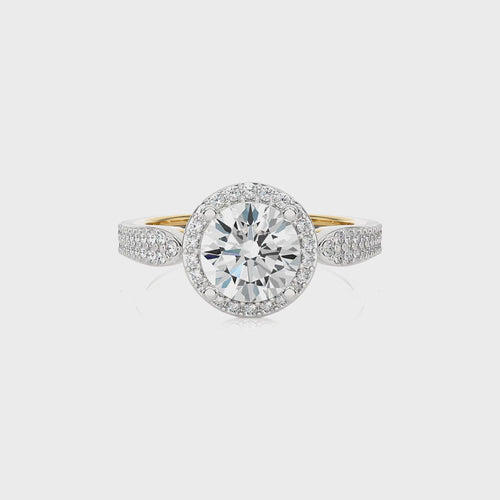 Vintage Style Bazel and Halo Diamond Engagement Ring