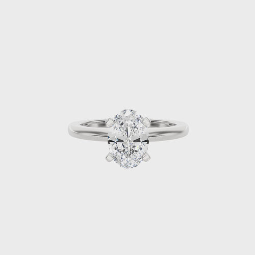 Forever Link Pair of  Oval Solitaire Ring with Round  Lab created Diamond matching band