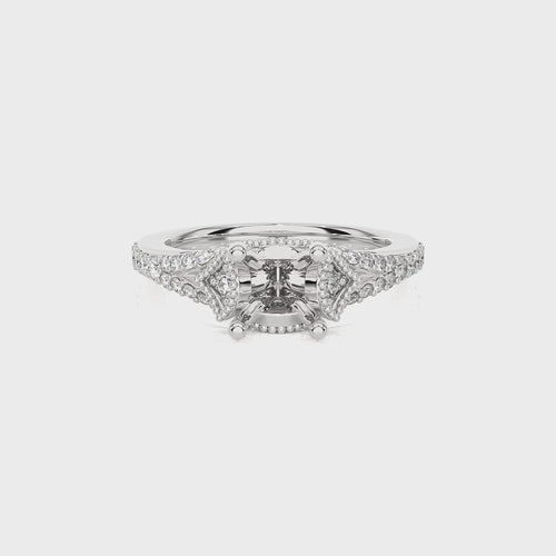 1/2 CT Round Dimaond Semi Mount Engagement Ring with Split Shank