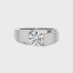 Regal Round Brilliance Solitaire Men's Lab Created Diamond Engagement Band Ring
