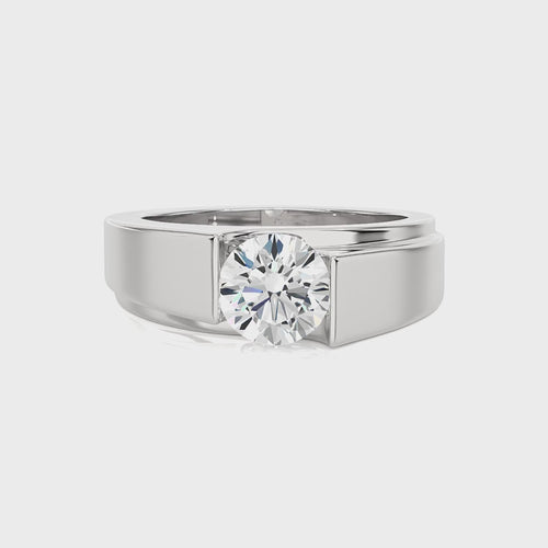 1 1/2 CT. Regal Round Brilliance Solitaire Men's Lab Created Diamond Engagement Band Ring