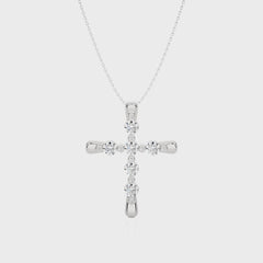 Embellished Gold Cross Lab Created Diamond Pendant