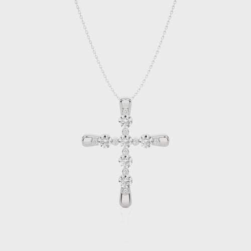 1/2 CT. Embellished Gold Cross Lab Created Diamond Pendant