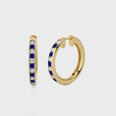 1 CT. Sapphire Diamond Eternity Hoop Earrings