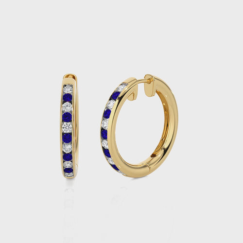 1 CT. Sapphire Diamond Eternity Hoop Earrings