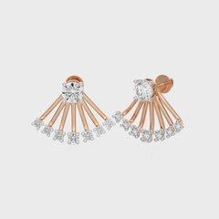 2 CT. Fan Style Front and Back Round Lab Created Diamond Jacket Earrings
