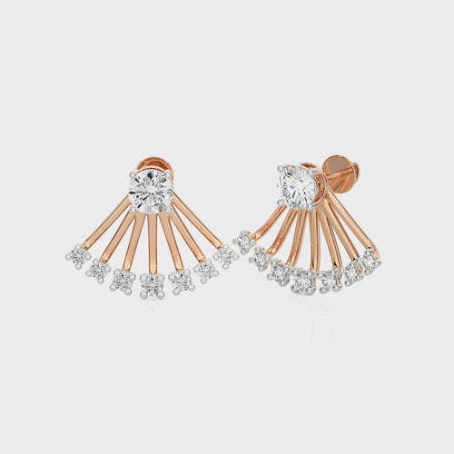 2 CT. Fan Style Front and Back Round Lab Created Diamond Jacket Earrings