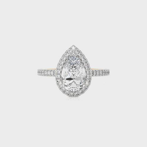 Artsy Bazel Halo Diamond Engagement Ring