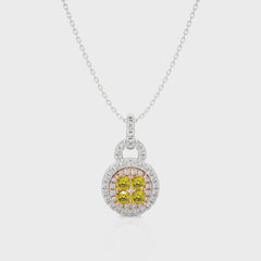 1 CT. Fancy Yellow Cushion Diamond Pendant