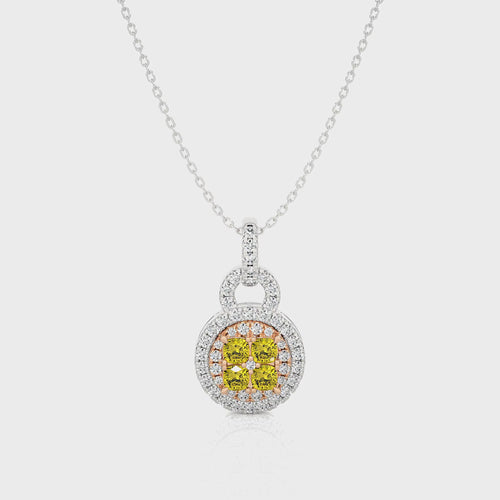 1 CT. Fancy Yellow Cushion Diamond Pendant