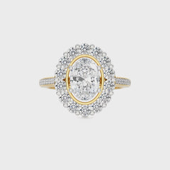 Gerbera Bloom Bazel and Halo Diamond Engagement Ring