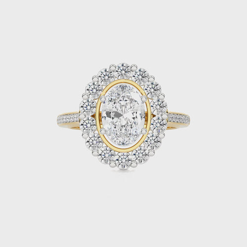 Gerbera Bloom Bazel and Halo Diamond Engagement Ring