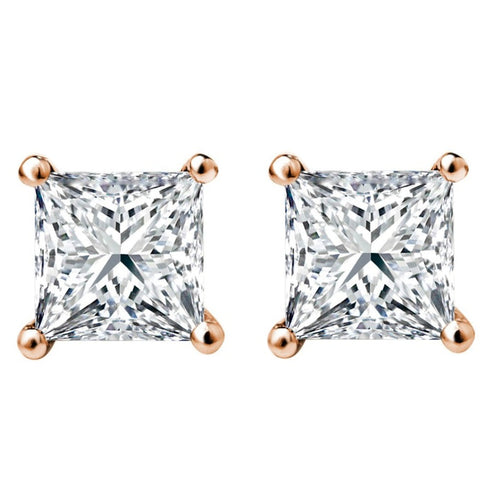 1/4 CT. Solitaire Princess Diamond Stud Earrings