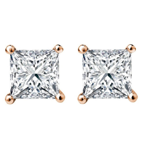 3/8 CT. Solitaire Princess Diamond Stud Earrings