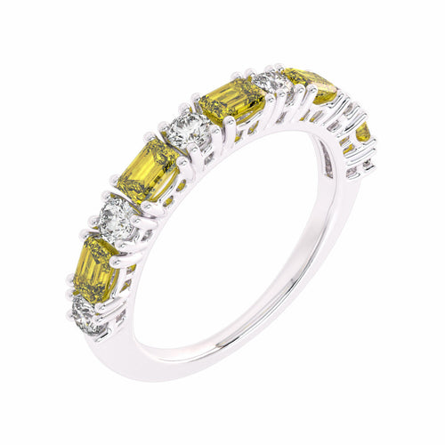 Fancy Yellow Radiant Diamond Band Ring