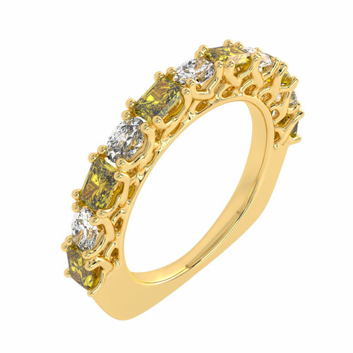 Fancy Yellow Radiant Diamond Band Ring