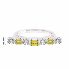 Fancy Yellow Radiant Diamond Bar Ring