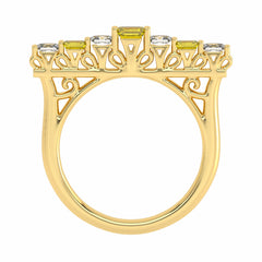Fancy Yellow Radiant Diamond Bar Ring