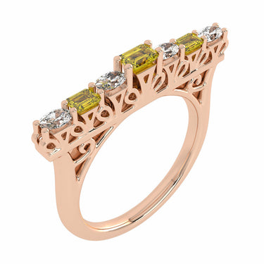 Fancy Yellow Radiant Diamond Bar Ring