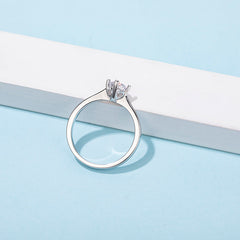 Elegant Round Four Prong  Moissanite Solitaire Engagement Ring in Sterling Silver