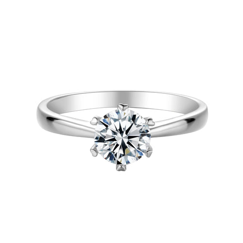 Serenity Solitaire Elegance Round Moissanite Engagement Ring in Sterling Silver