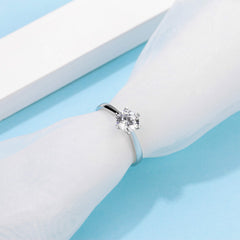 Serenity Solitaire Elegance Round Moissanite Engagement Ring in Sterling Silver