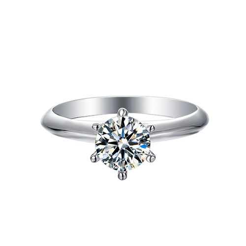 Vintage Style Timeless Love Sparkler Round Moissanite Engagement Ring in Sterling Silver