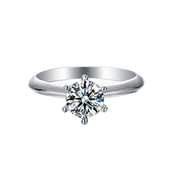 Vintage Style Timeless Love Sparkler Round Moissanite Engagement Ring in Sterling Silver
