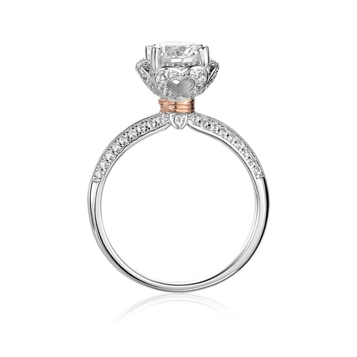 Pinnacle Perfection Diamond Prestige Round Moissanite Solitaire Engagement Ring in Sterling Silver