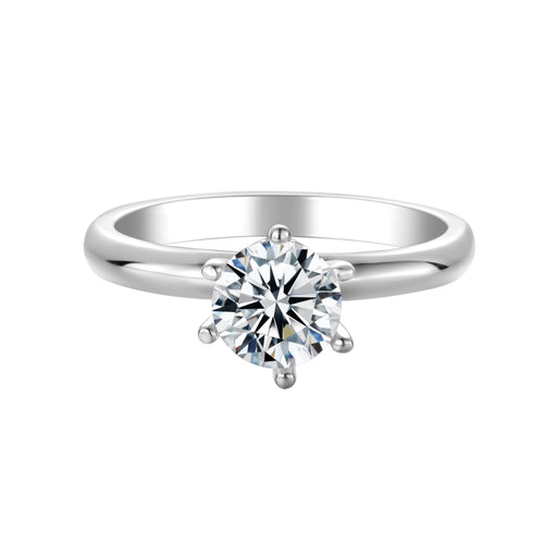 Infinite Harmony Engagement Solitaire Round Moissanite Ring in Sterling Silver