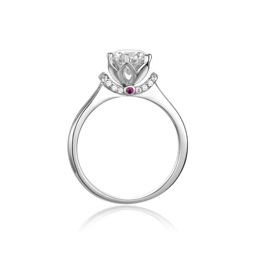 Imperial Impression Solitaire Regalia Round Moissanite Engagement Ring in Sterling Silver