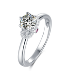 Extravagant Round Cut Mossanite with Side Top Motifs Solitaire Engagement Ring in Sterning Silver