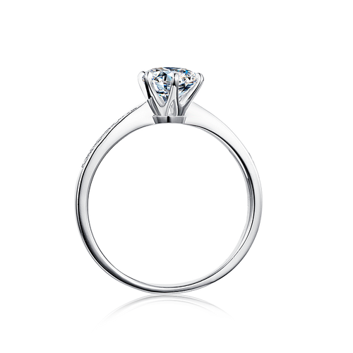 Sovereign Sparkle Round Moissanite Elite Solitaire Engagement Ring in Sterling Silver