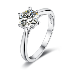 Regal Radiance Solitaire Crown Contemporary Round Moissanite Engagement Ring in Sterling Silver