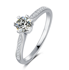Stardust Sparkle Classic Round Solitaire Moissanite Engagement Ring in Sterling Silver